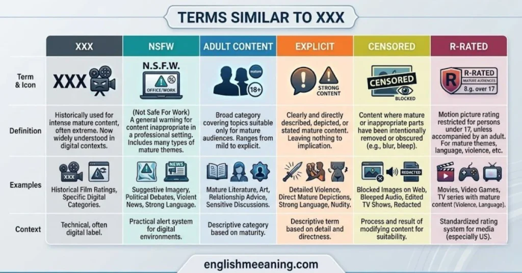 XXX Similar Terms and Alternatives